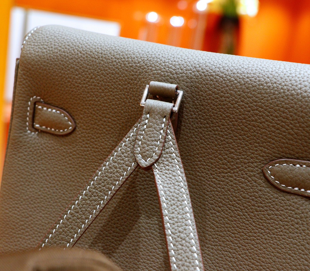 Hermès（爱马仕）Kelly ado 双肩包 大象灰 Togo 全手缝 银扣