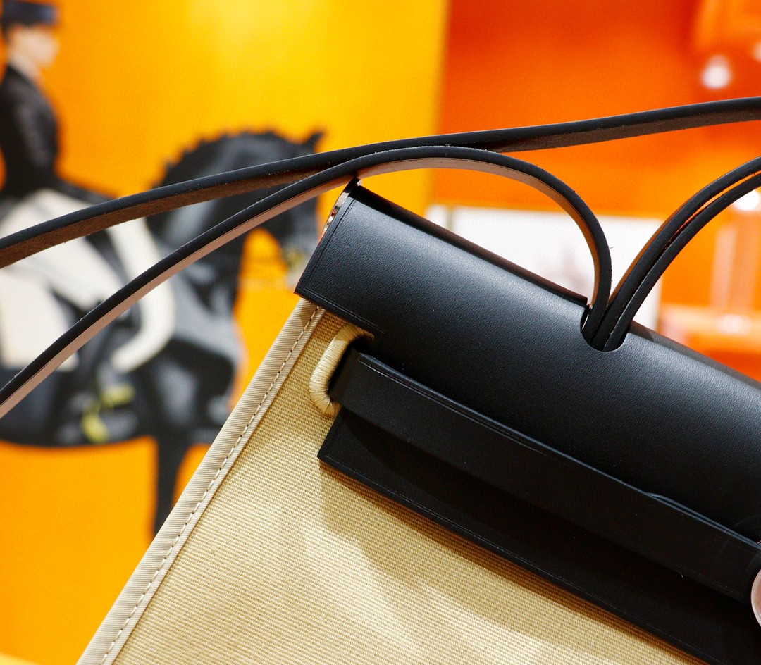 Hermès（爱马仕）Herbag 大象灰 原版帆布拼原厂皮 最高版本 银扣 31cm