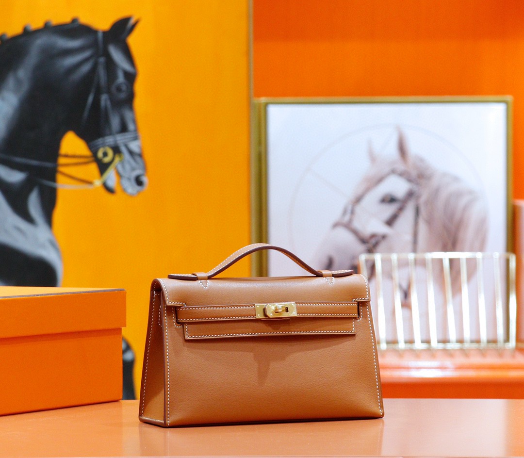 Hermès（爱马仕）Minikelly 迷你凯莉 金棕 Swift 全手缝 金扣 22cm 晚宴包