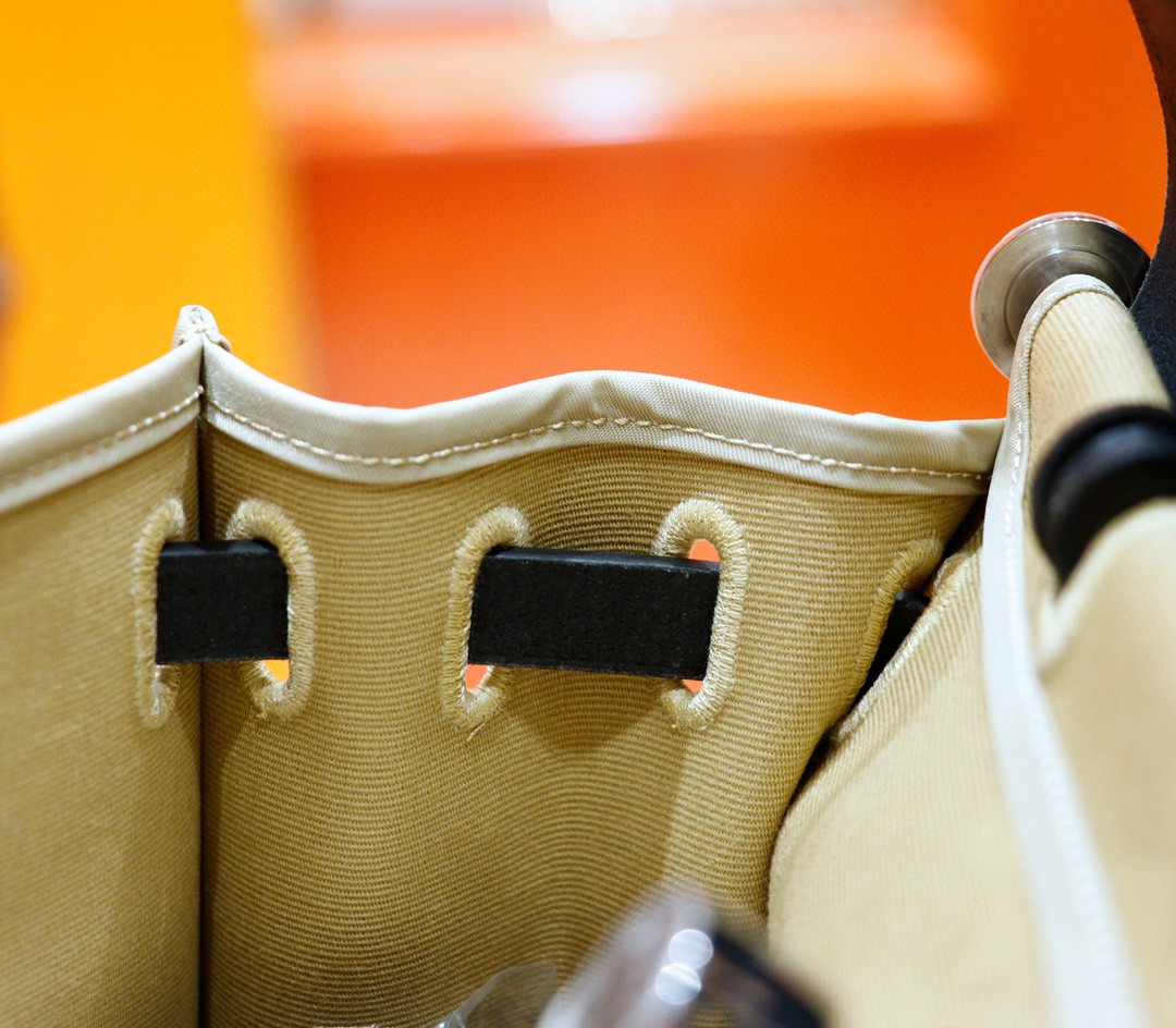Hermès（爱马仕）Herbag 大象灰 原版帆布拼原厂皮 最高版本 银扣 31cm