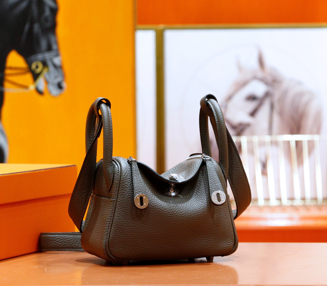 Hermès（爱马仕）Mini Lindy 迷你琳迪包 锡器灰 Togo 全手缝 银扣 20cm