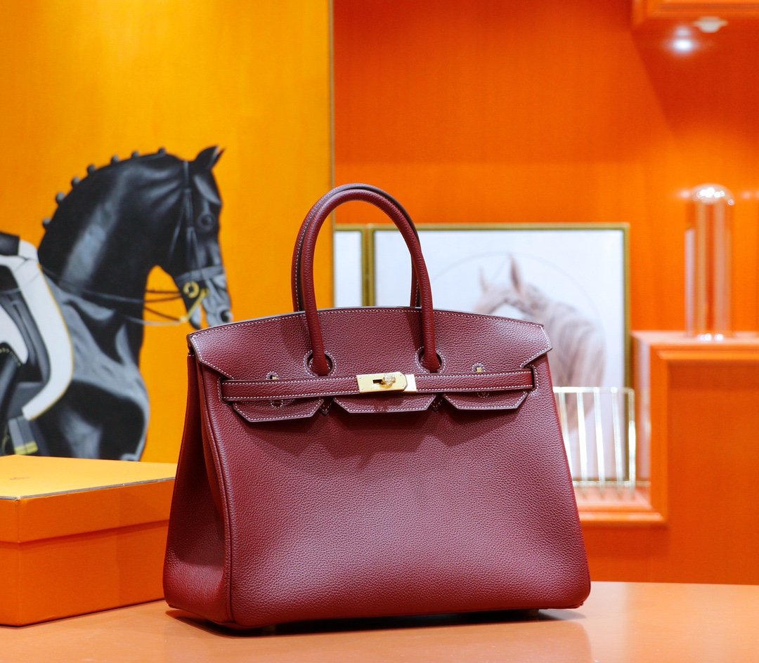 Hermès（爱马仕）Birkin 铂金包 石榴红 Togo 全手缝 金扣 35cm