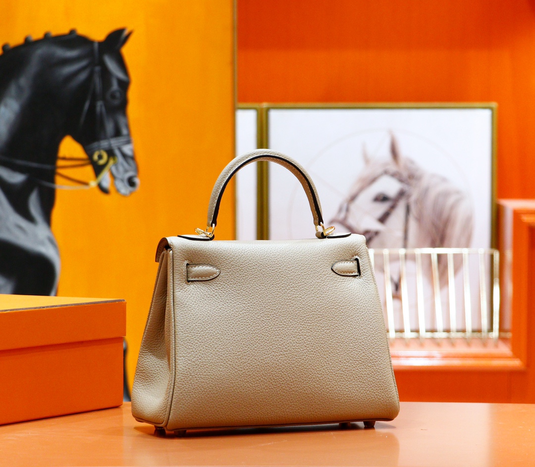 Hermès（爱马仕）Kelly 凯莉包 风衣灰 Togo 全手缝 金扣 25cm
