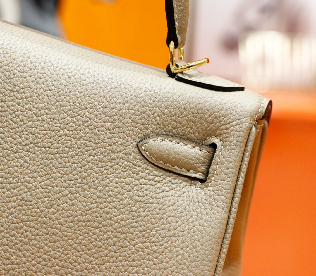 Hermès（爱马仕）Kelly 凯莉包 风衣灰 Togo 全手缝 金扣 25cm