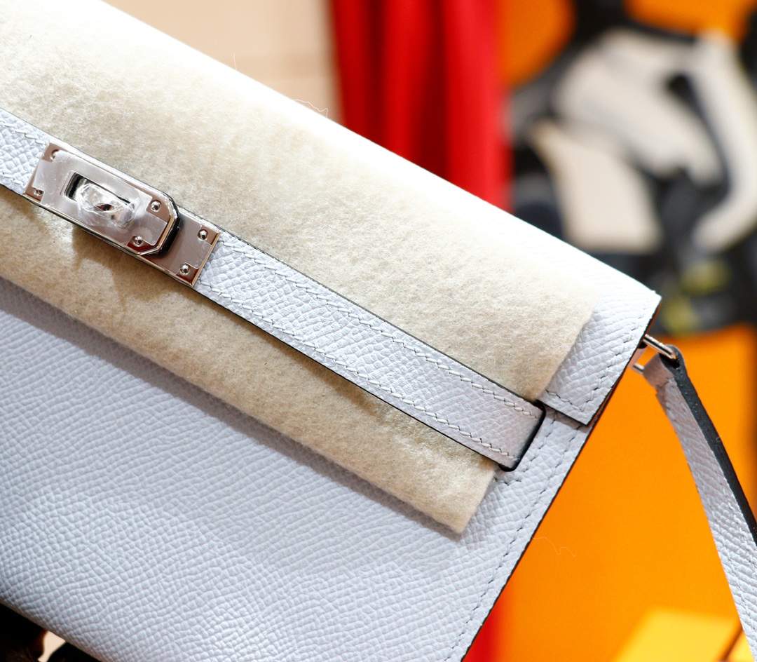 Hermès（爱马仕）Kelly ToGo 雾霾蓝 Epsom 全手缝 银扣