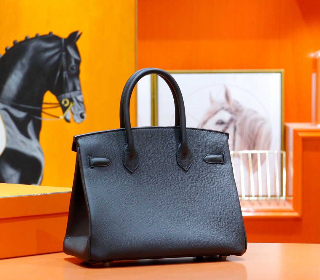 Hermès（爱马仕）Birkin 铂金包 黑色 Epsom 全手缝 银扣 30cm