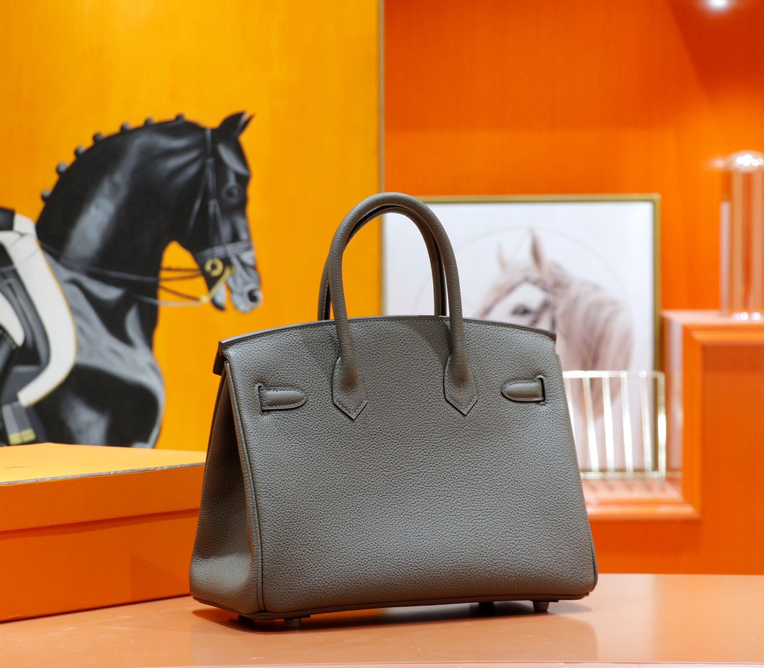Hermès（爱马仕）Birkin 铂金包 锡器灰 Togo 全手缝 银扣 30cm