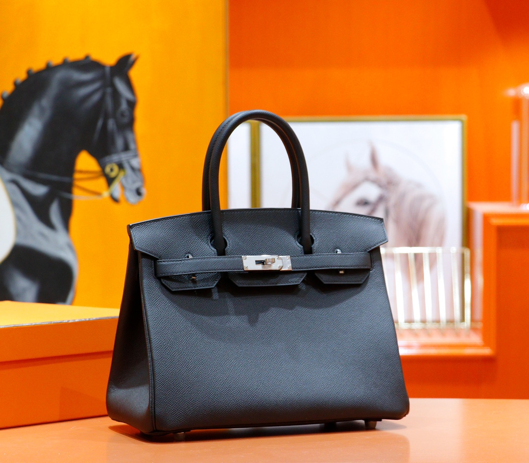 Hermès（爱马仕）Birkin 铂金包 黑色 Epsom 全手缝 银扣 30cm