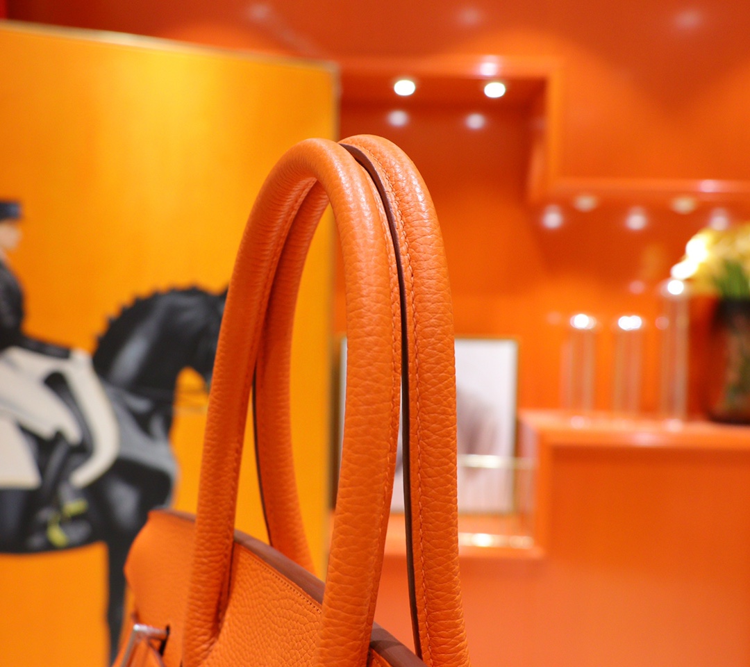 Hermès（爱马仕）Birkin 铂金包 橙色 Togo 全手缝 银扣 42cm