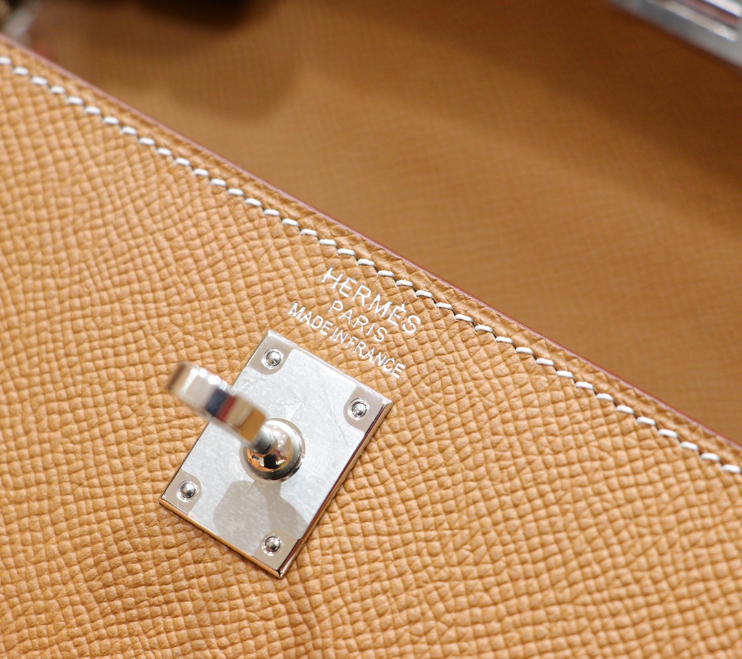Hermès（爱马仕）Kelly 凯莉包 金棕 Epsom 全手缝 银扣 25cm