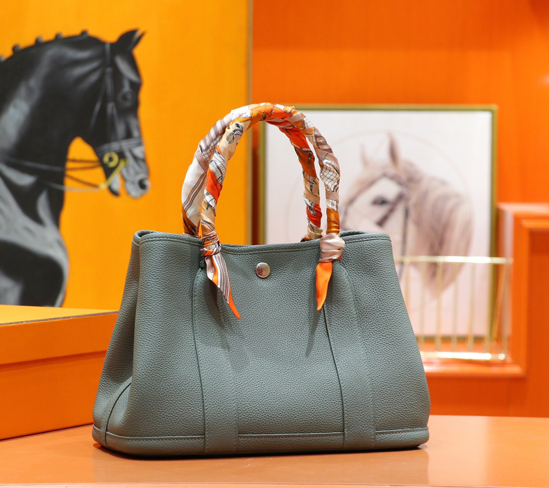 Hermès（爱马仕）Garden party 花园包 杏仁绿 Togo 全手缝 银扣 30cm