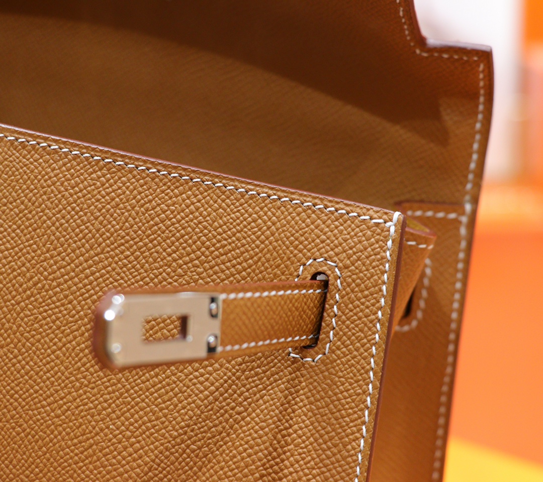 Hermès（爱马仕）Kelly 凯莉包 金棕 Epsom 全手缝 银扣 25cm