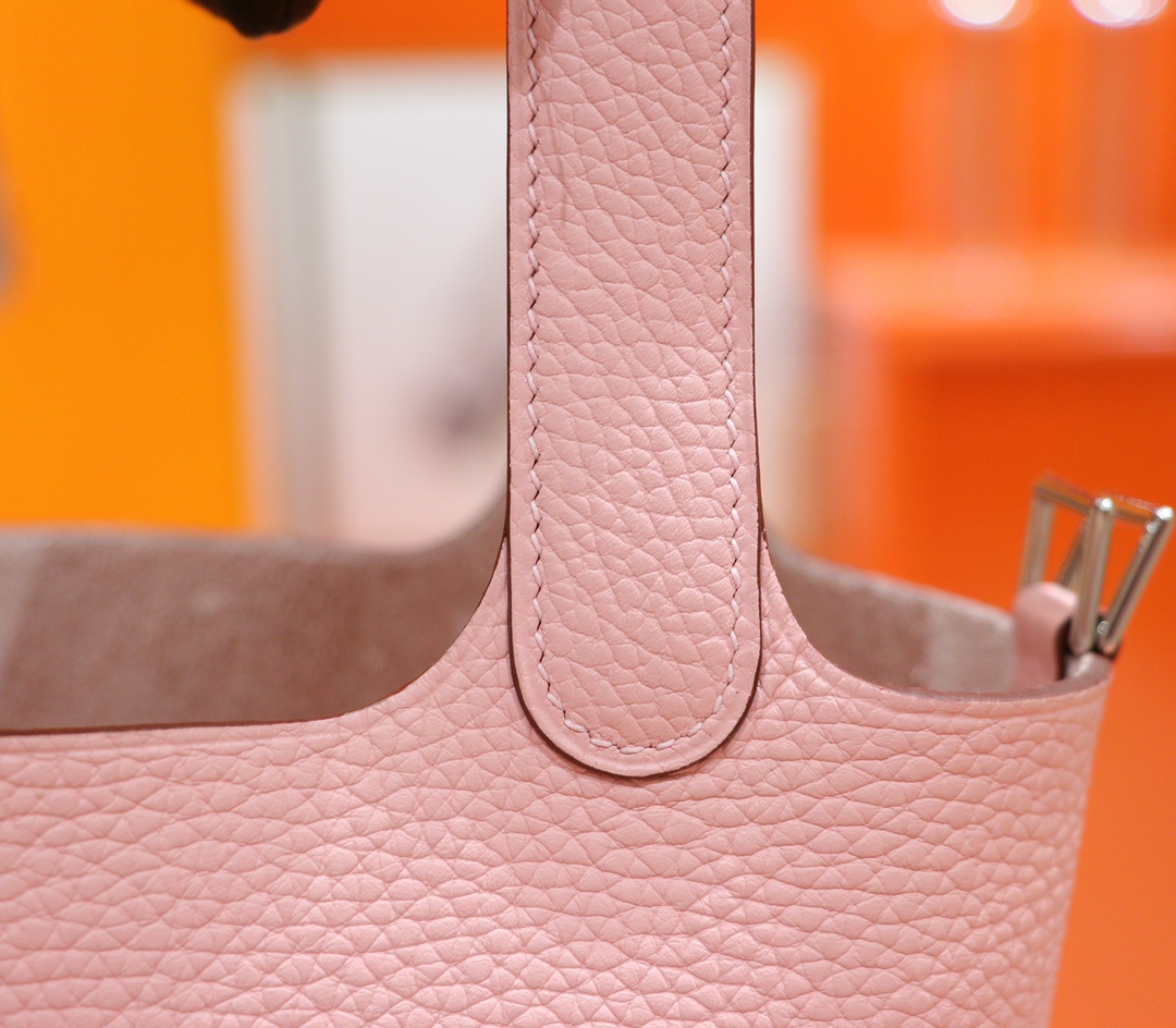 Hermès（爱马仕）Picotin 菜篮子 奶昔粉 Togo 全手缝 银扣 18cm