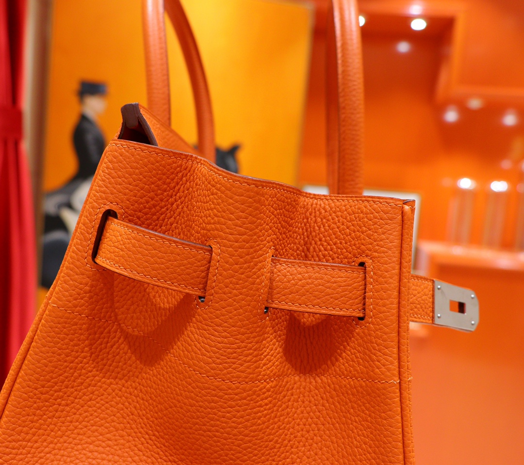 Hermès（爱马仕）Birkin 铂金包 橙色 Togo 全手缝 银扣 42cm