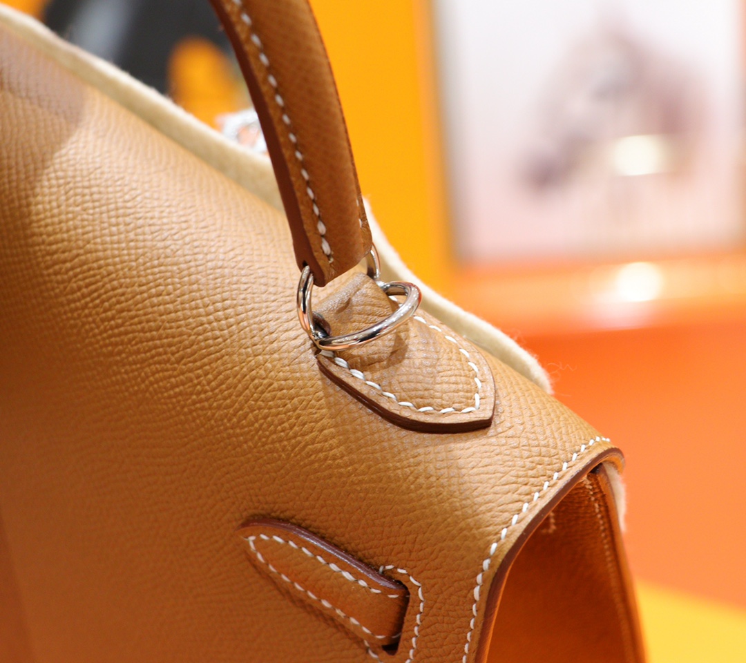 Hermès（爱马仕）Kelly 凯莉包 金棕 Epsom 全手缝 银扣 25cm