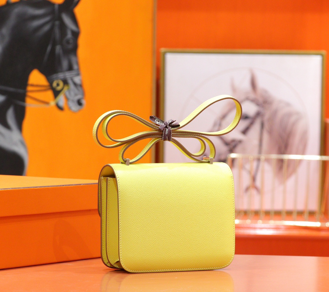 Hermès（爱马仕）Constance 空姐包 小鸡黄 Epsom 全手缝 银扣 19cm