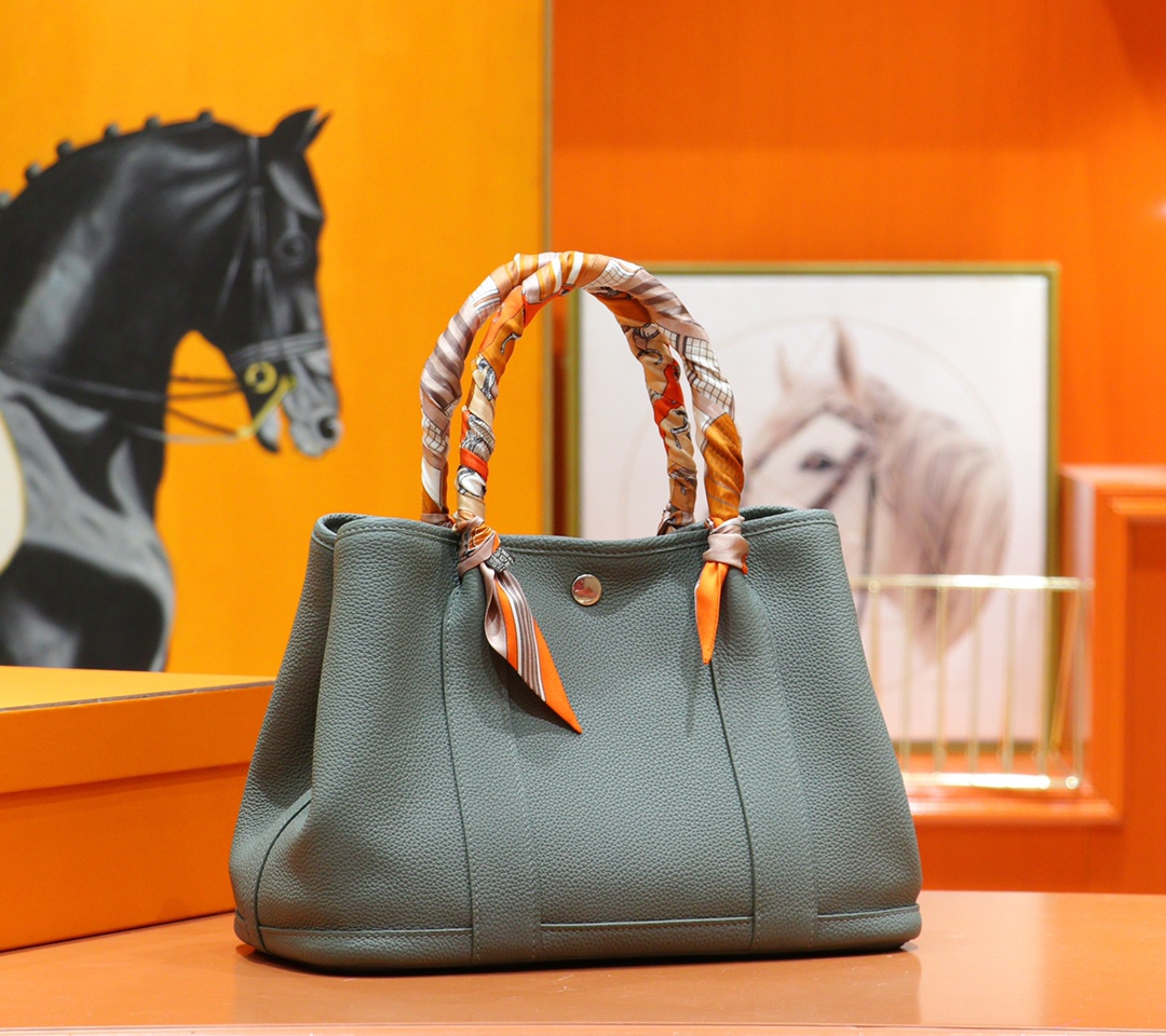 Hermès（爱马仕）Garden party 花园包 杏仁绿 Togo 全手缝 银扣 30cm