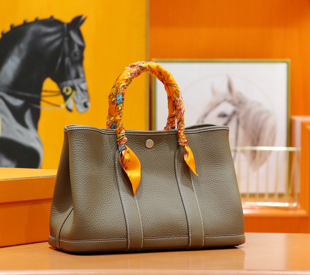Hermès（爱马仕）Garden party 花园包 大象灰 Togo 全手缝 银扣 30cm