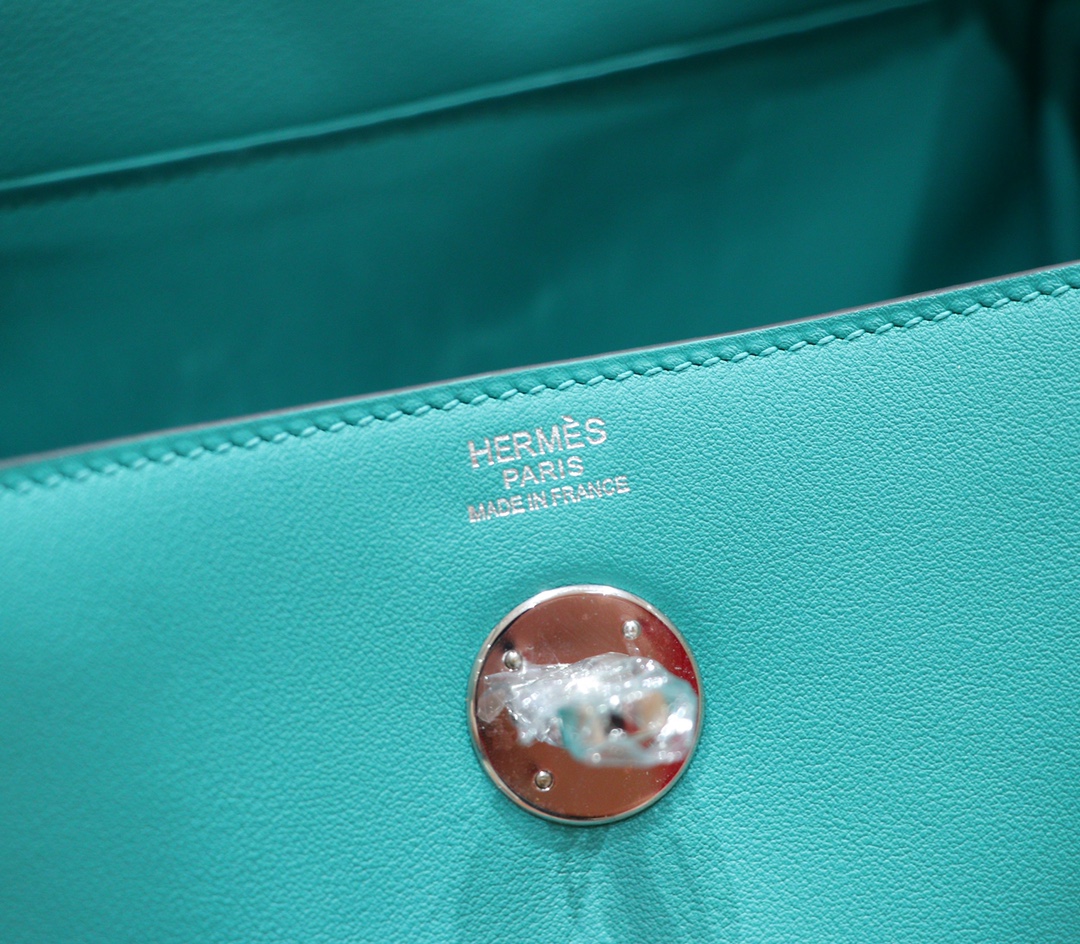 Hermès（爱马仕）Lindy 琳迪包 孔雀绿 Swift 全手缝 银扣 26cm