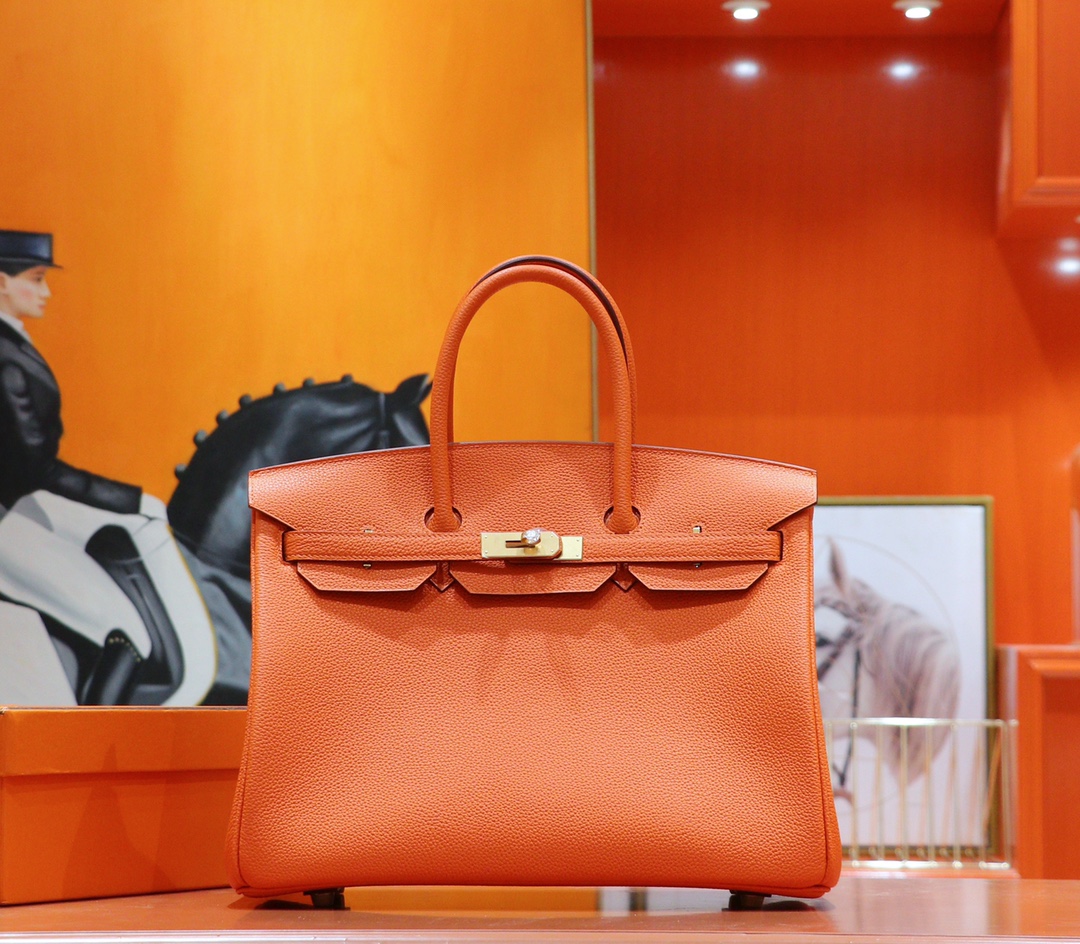 Hermès（爱马仕）Birkin 铂金包 橙色 Togo 全手缝 金扣 35cm