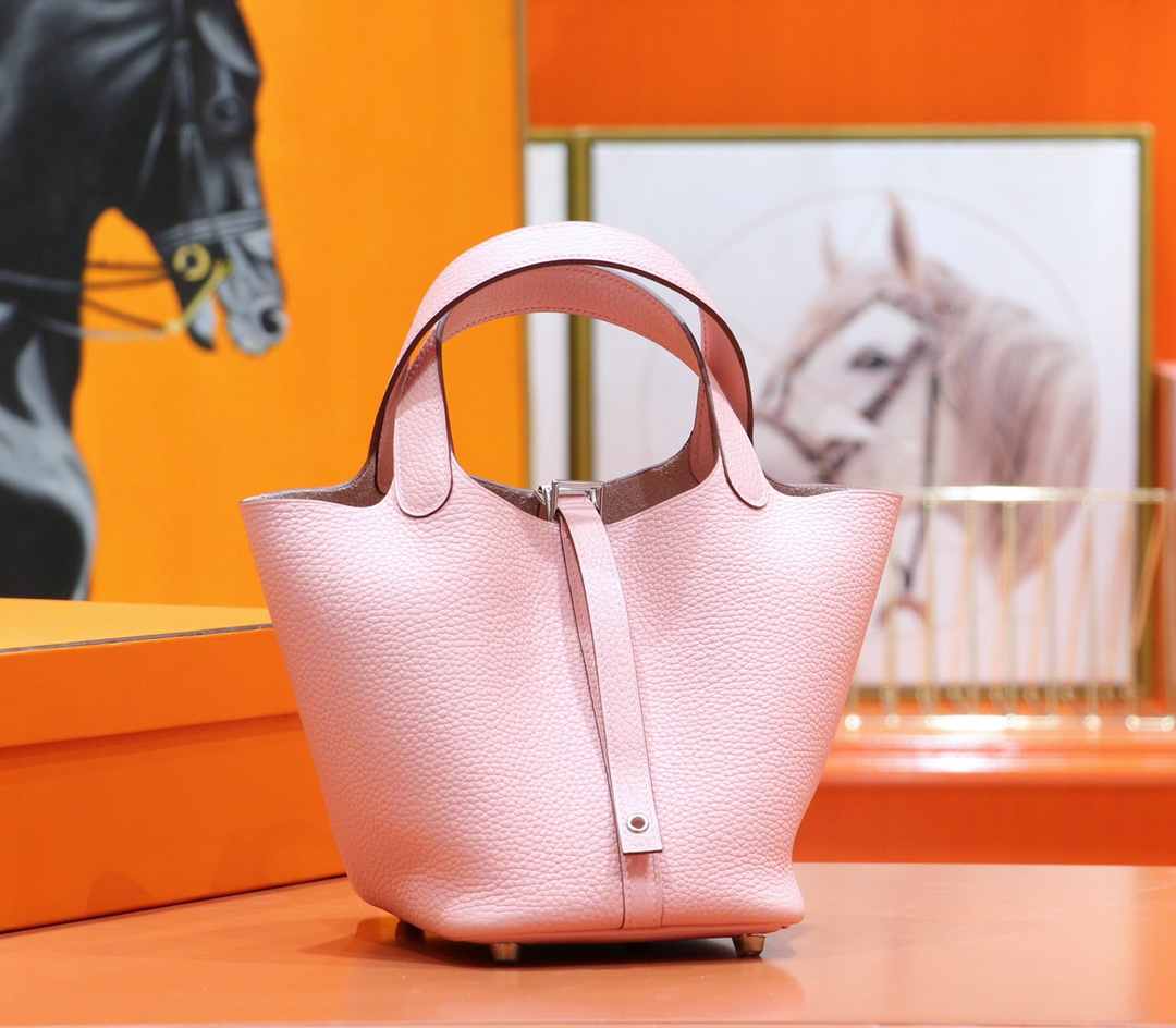 Hermès（爱马仕）Picotin 菜篮子 奶昔粉 Togo 全手缝 银扣 18cm
