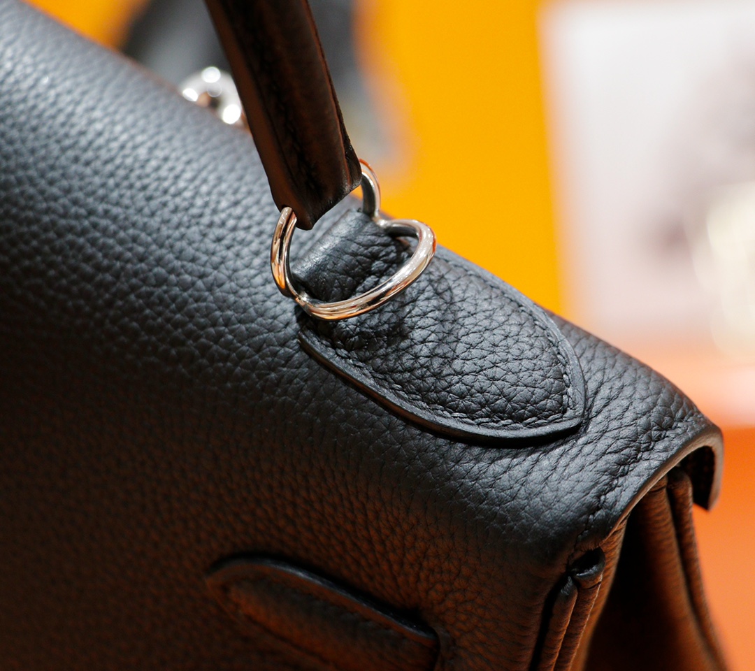 Hermès（爱马仕）Kelly 凯莉包 黑色 Togo 全手缝 银扣 28cm