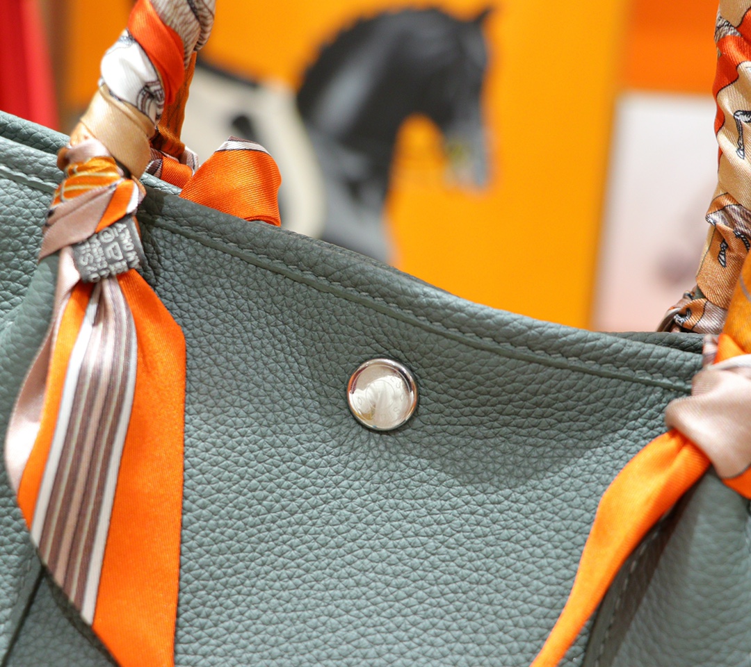 Hermès（爱马仕）Garden party 花园包 杏仁绿 Togo 全手缝 银扣 30cm