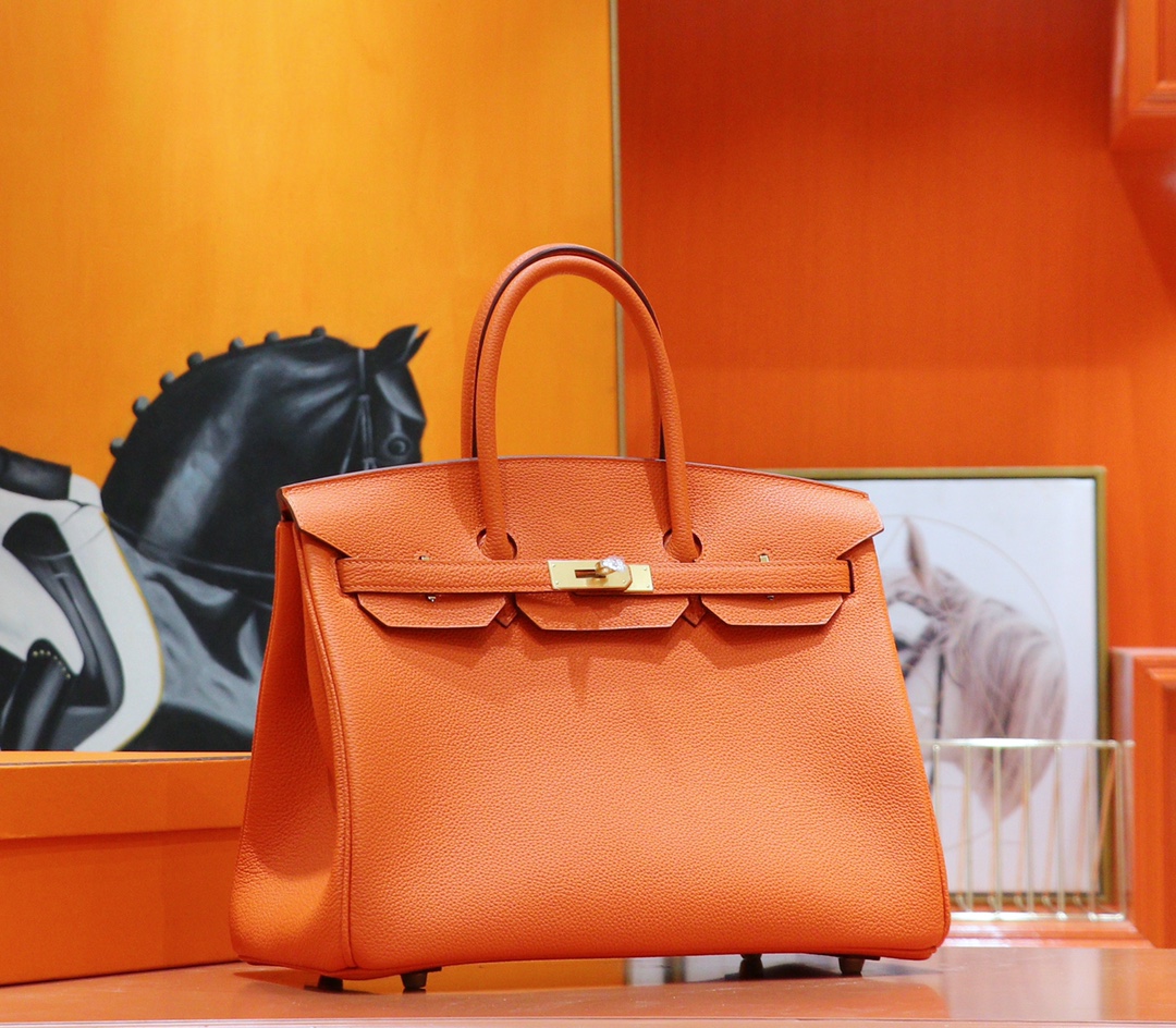 Hermès（爱马仕）Birkin 铂金包 橙色 Togo 全手缝 金扣 35cm