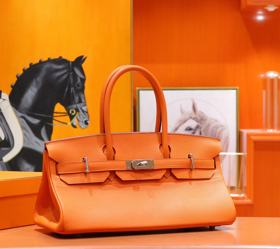 Hermès（爱马仕）Birkin 铂金包 橙色 Togo 全手缝 银扣 42cm