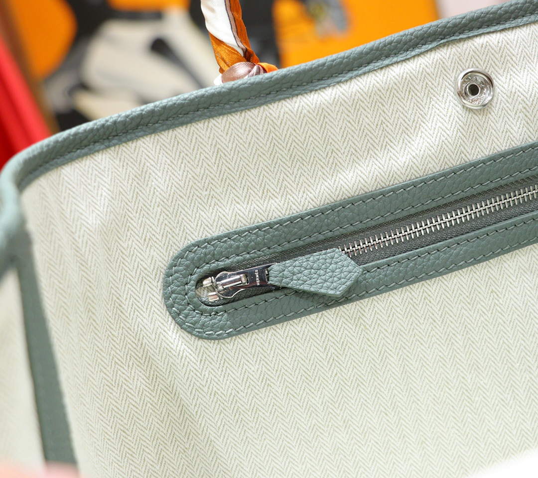 Hermès（爱马仕）Garden party 花园包 杏仁绿 Togo 全手缝 银扣 30cm