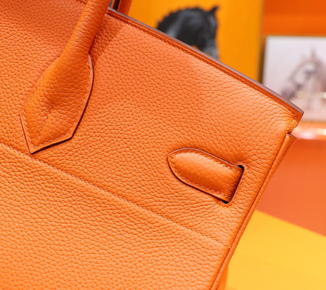 Hermès（爱马仕）Birkin 铂金包 橙色 Togo 全手缝 银扣 42cm