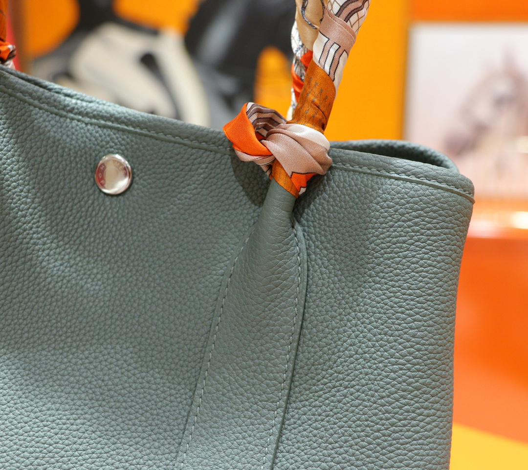 Hermès（爱马仕）Garden party 花园包 杏仁绿 Togo 全手缝 银扣 30cm