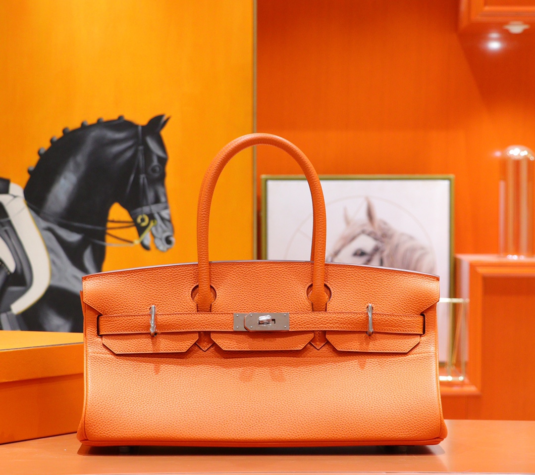 Hermès（爱马仕）Birkin 铂金包 橙色 Togo 全手缝 银扣 42cm