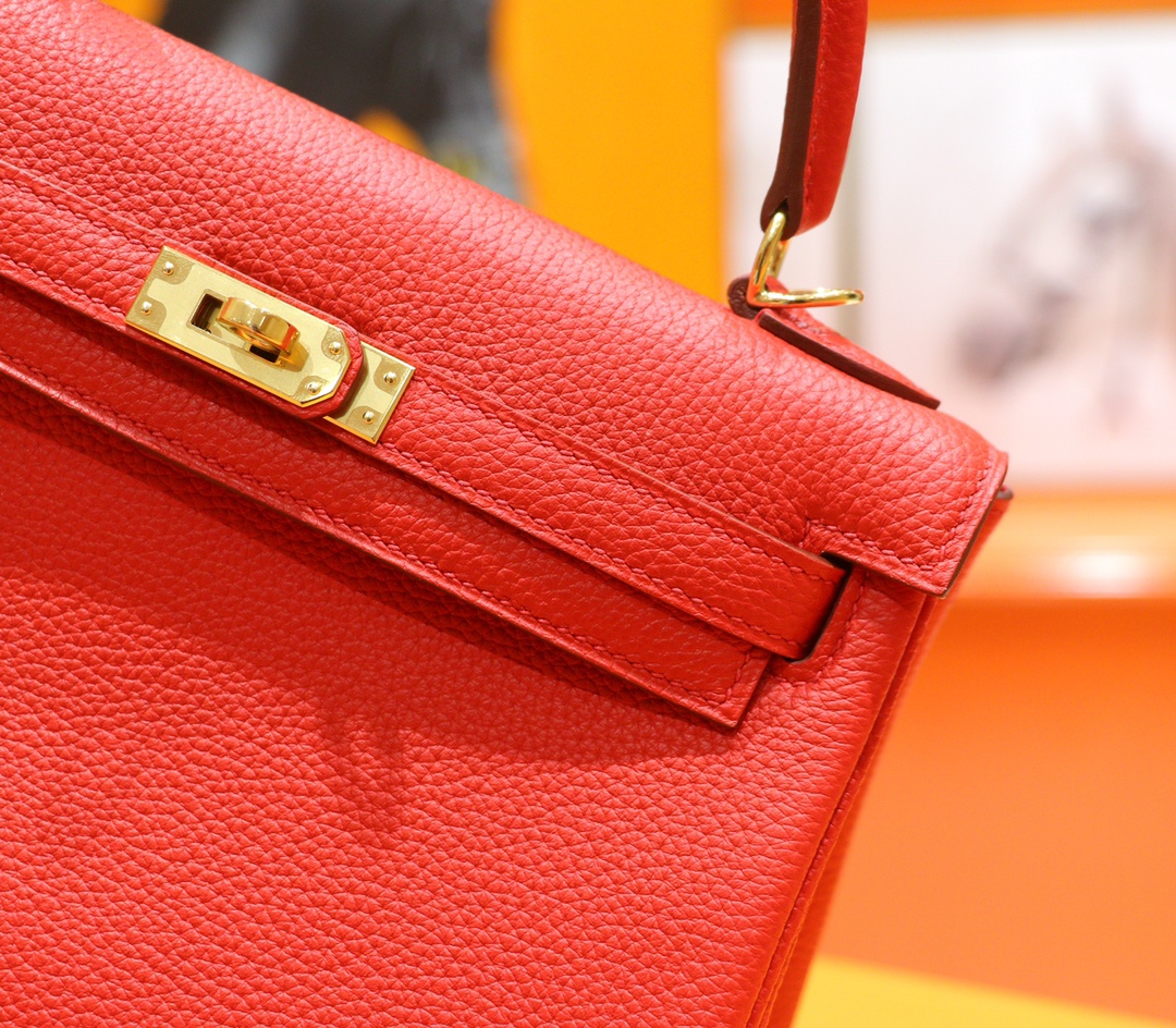 Hermès（爱马仕）Kelly 凯莉包 国旗红 Togo 全手缝 金扣 25cm