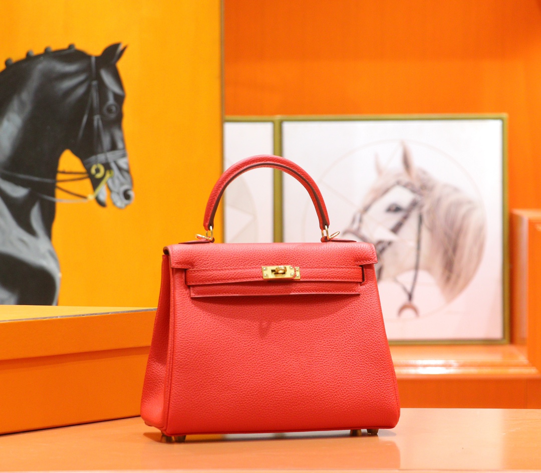 Hermès（爱马仕）Kelly 凯莉包 国旗红 Togo 全手缝 金扣 25cm