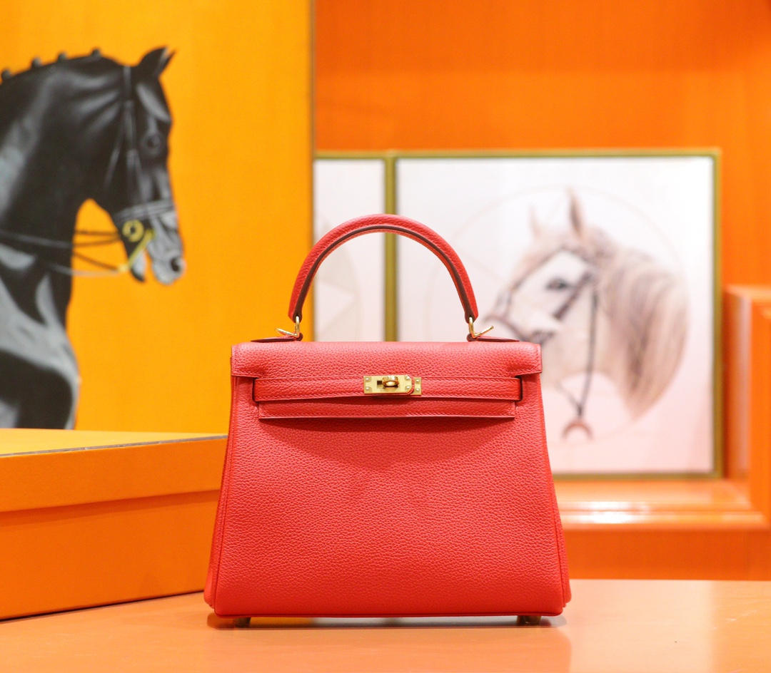 Hermès（爱马仕）Kelly 凯莉包 国旗红 Togo 全手缝 金扣 25cm