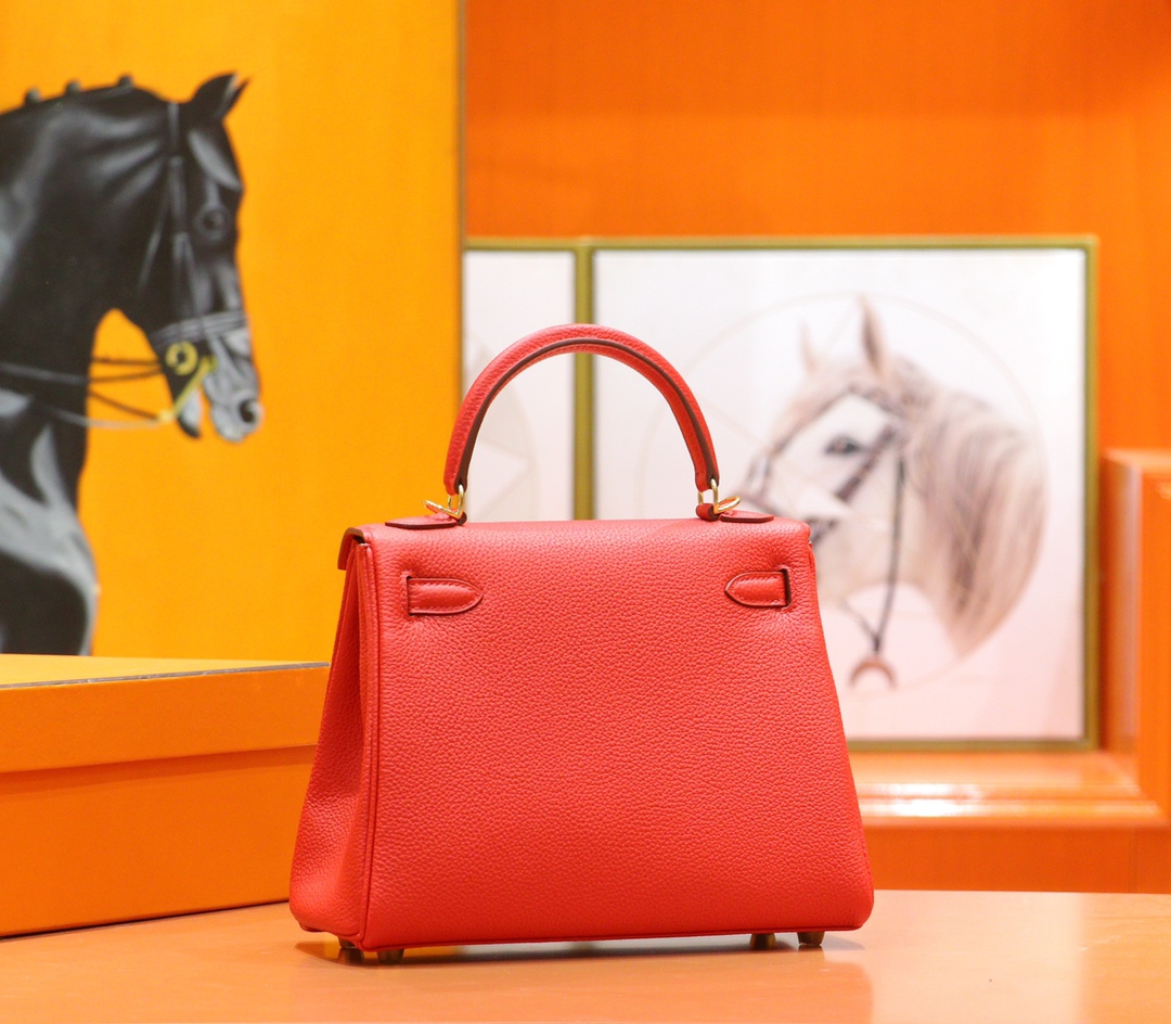 Hermès（爱马仕）Kelly 凯莉包 国旗红 Togo 全手缝 金扣 25cm