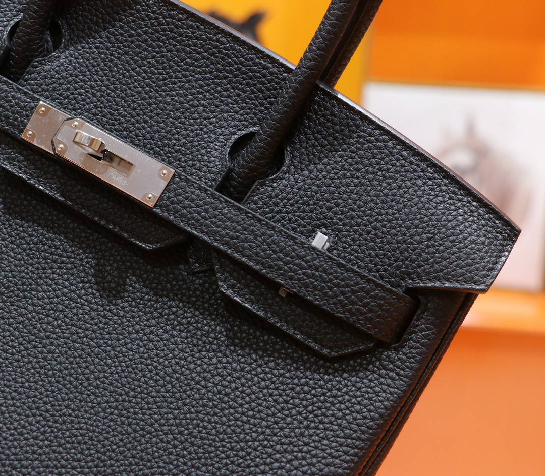 Hermès（爱马仕）Birkin 铂金包 黑色 Togo 小牛皮 银扣 30cm 全手缝