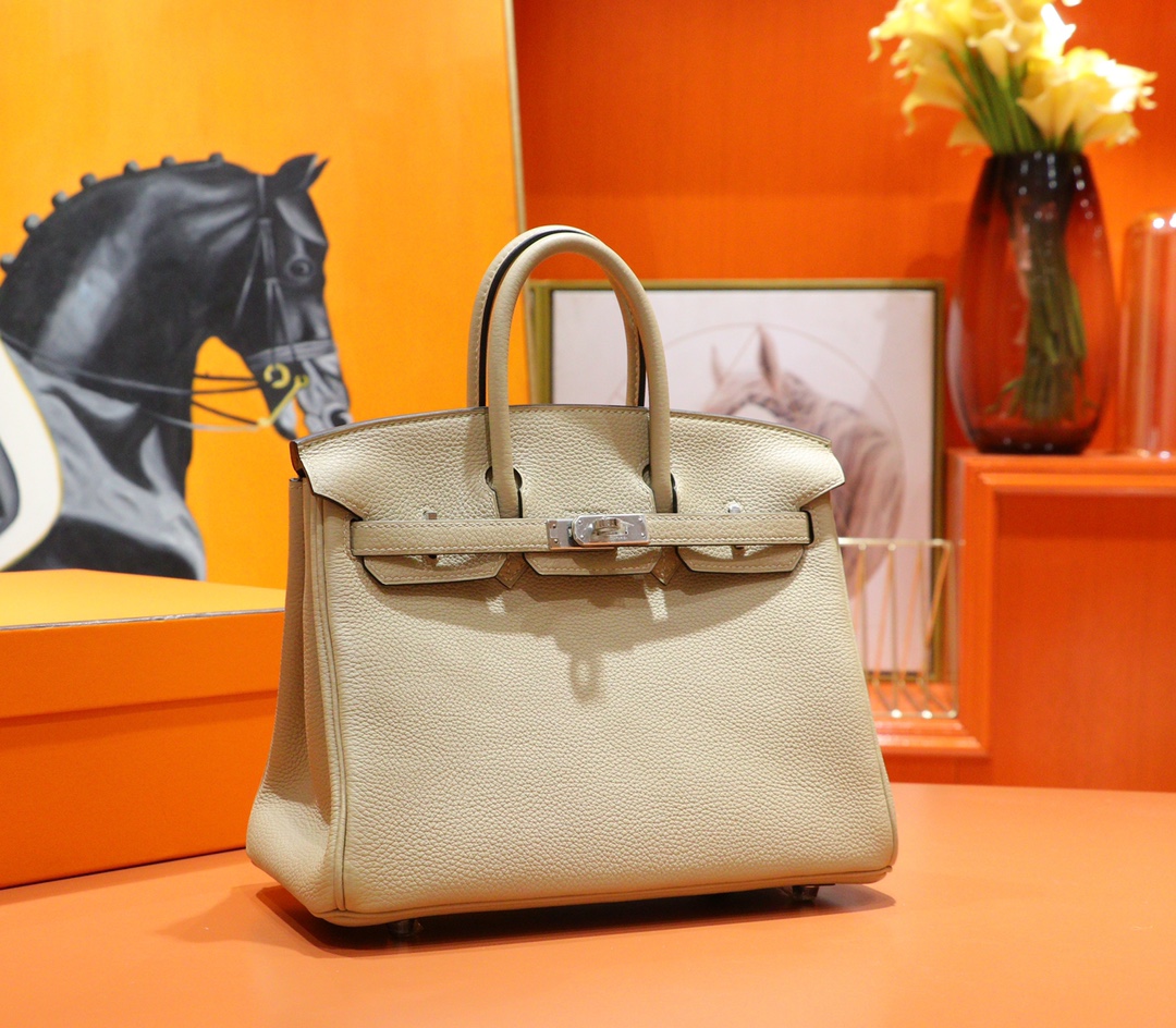 Hermès（爱马仕）Birkin 铂金包 风衣灰 Togo 全手缝 小牛皮 银扣 25cm