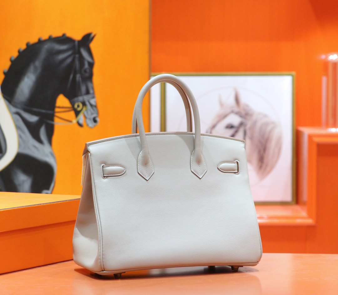 Hermès（爱马仕）Birkin 铂金包 珍珠灰 Swift 全手缝 金扣 25cm