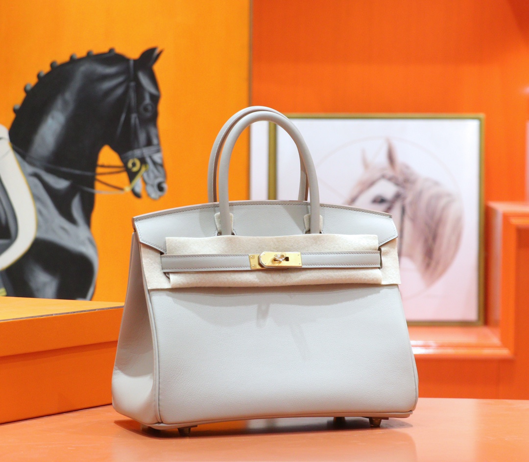 Hermès（爱马仕）Birkin 铂金包 珍珠灰 Swift 全手缝 金扣 25cm