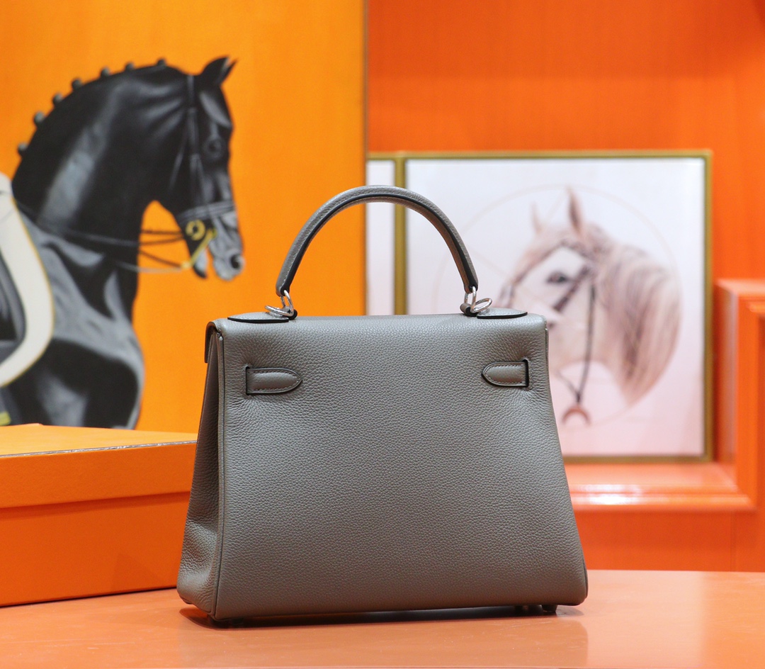 Hermès（爱马仕）Kelly 凯莉包 锡器灰 Togo 全手缝 银扣 28cm