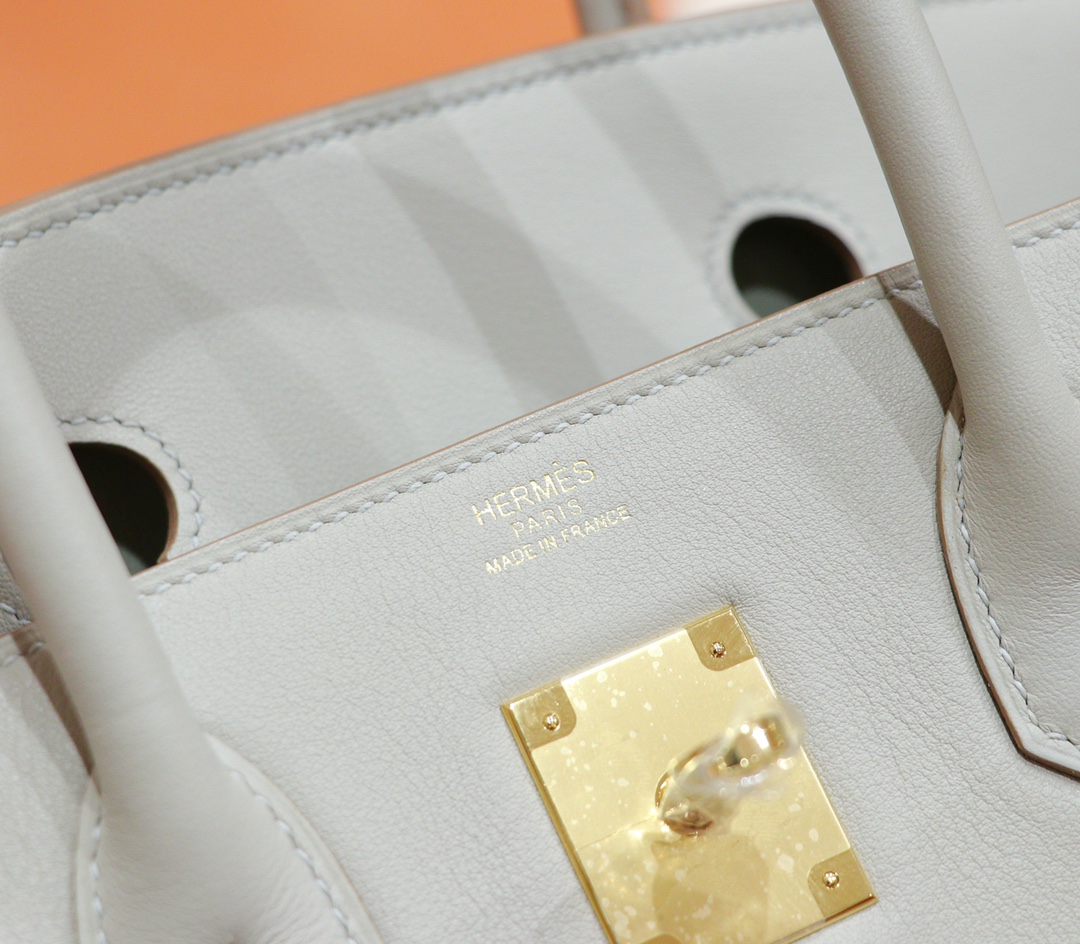 Hermès（爱马仕）Birkin 铂金包 珍珠灰 Swift 全手缝 金扣 25cm