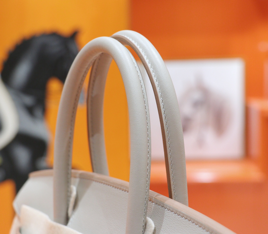 Hermès（爱马仕）Birkin 铂金包 珍珠灰 Swift 全手缝 金扣 25cm