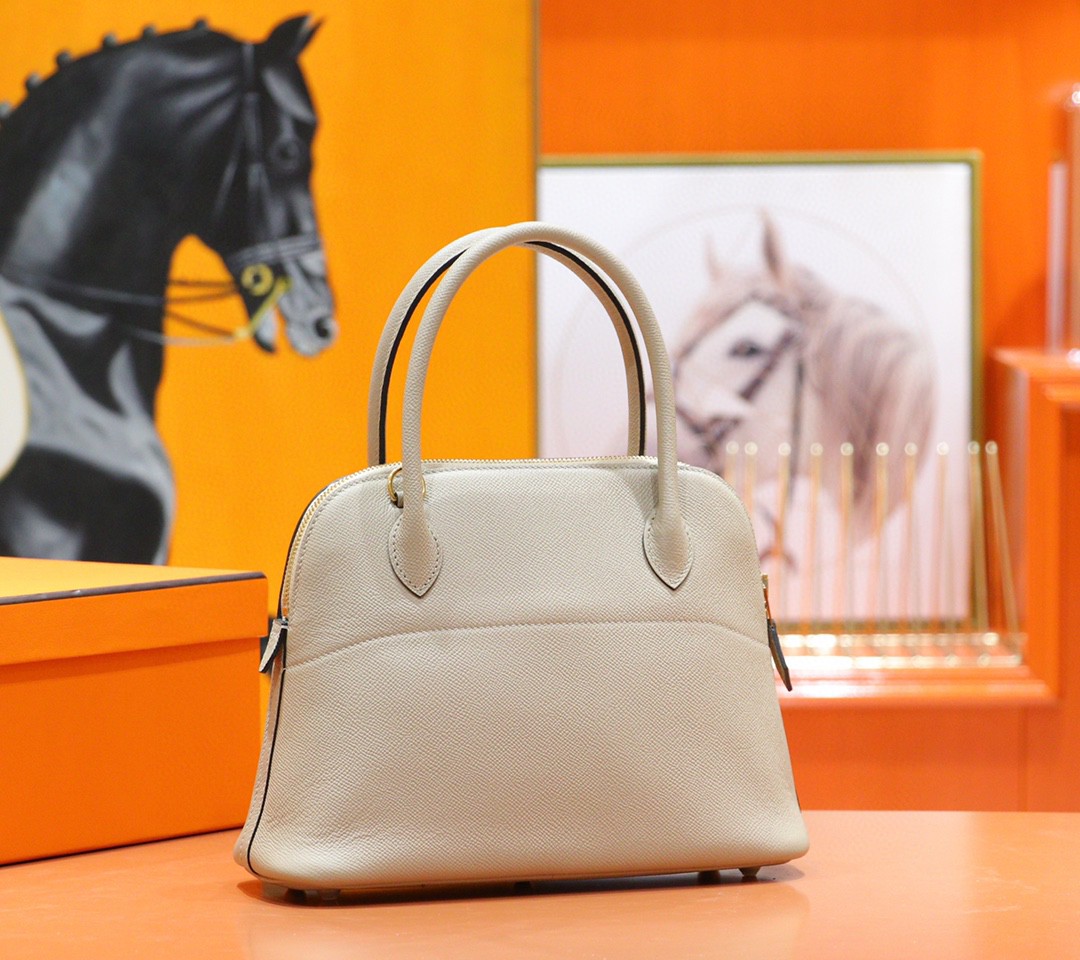 Hermès（爱马仕）Bolide 保龄球包 风衣灰 Epsom 小牛皮 全手缝 金扣 27cm