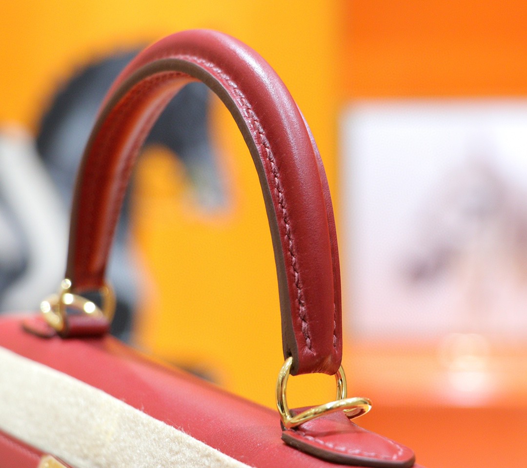 Hermès（爱马仕）Kelly 凯莉包 红色 Box小牛皮 全手缝 金扣 25cm
