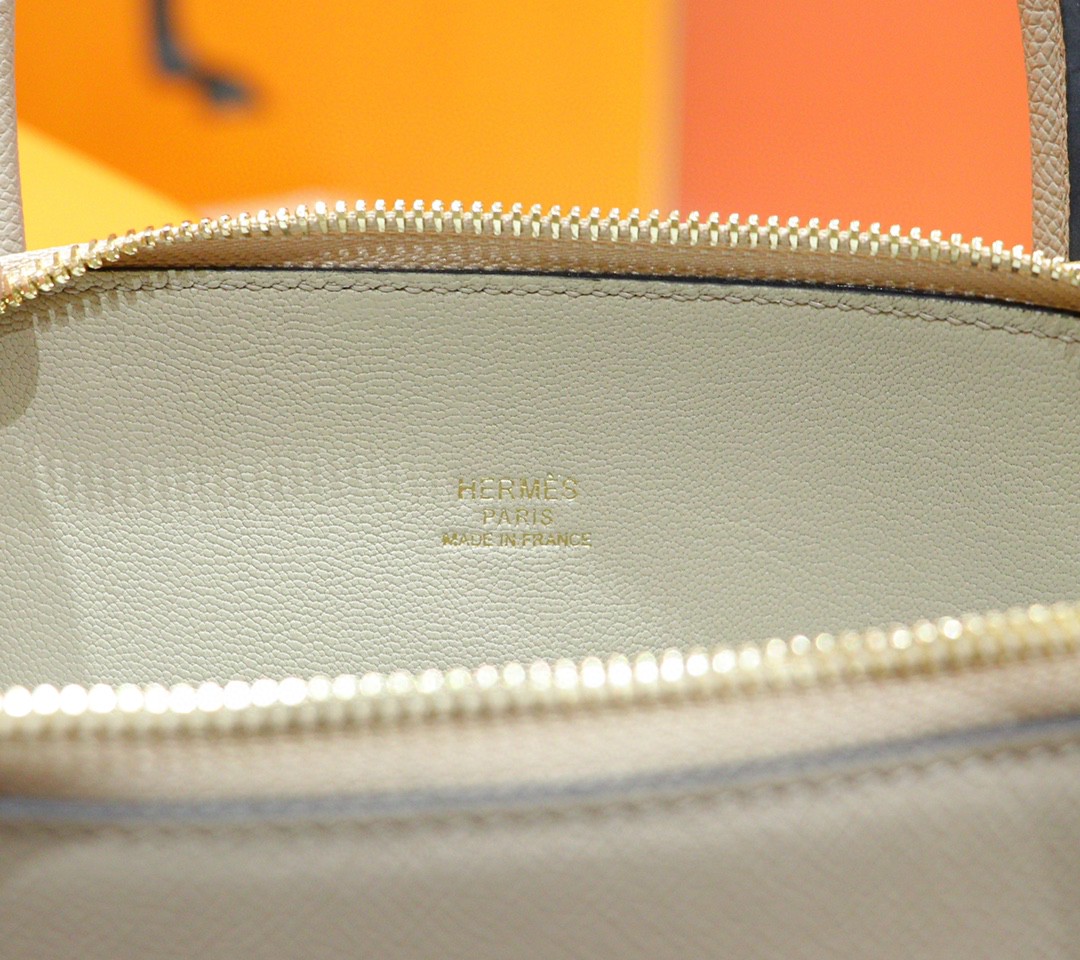 Hermès（爱马仕）Bolide 保龄球包 风衣灰 Epsom 小牛皮 全手缝 金扣 27cm