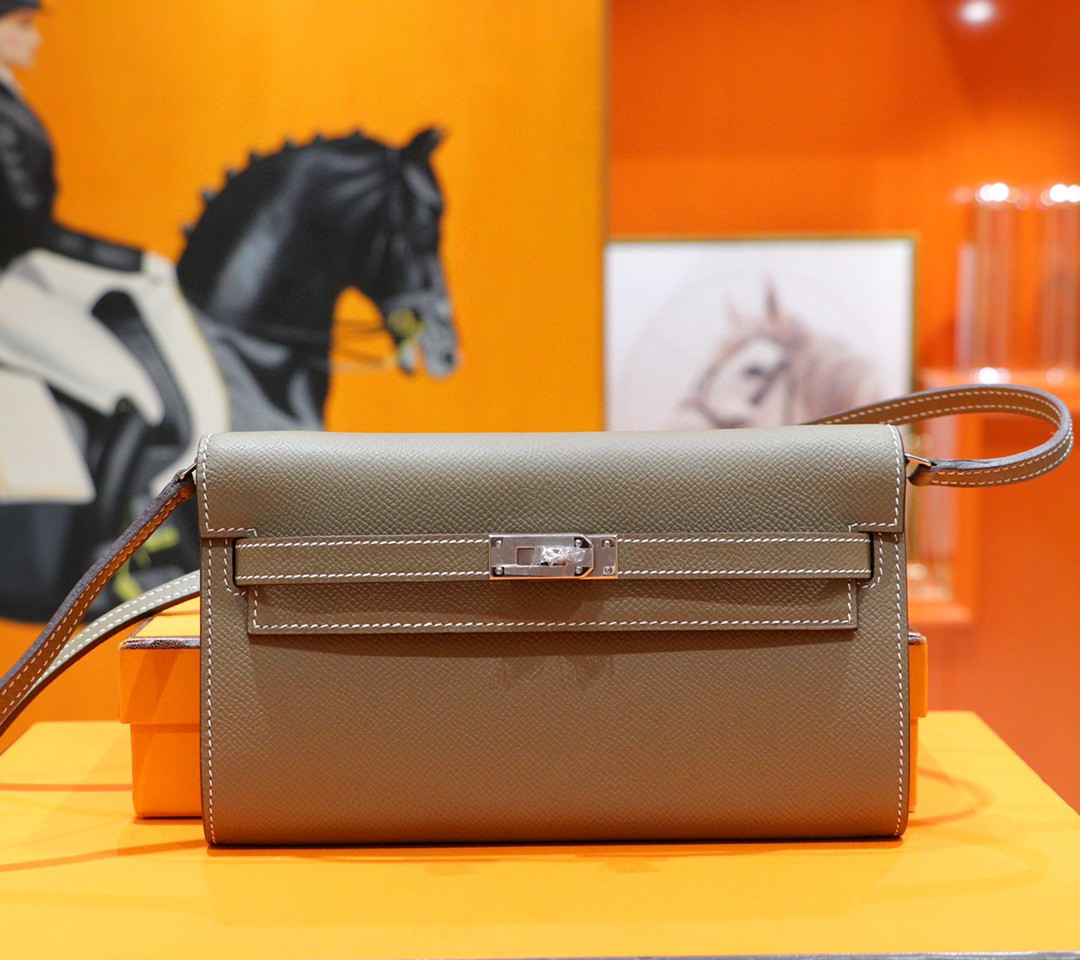 Hermès（爱马仕）Kelly ToGo 大象灰 Epsom 小牛皮 全手缝 银扣