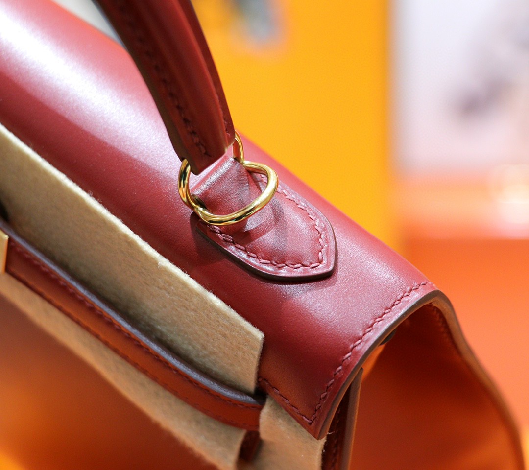 Hermès（爱马仕）Kelly 凯莉包 红色 Box小牛皮 全手缝 金扣 25cm