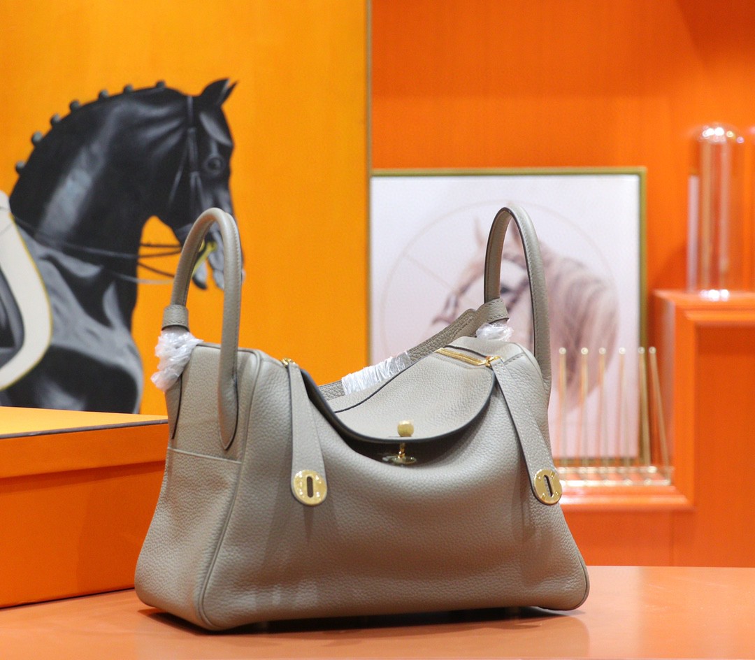 Hermès（爱马仕）Lindy 琳迪包 沥青灰 Togo 小牛皮 全手缝 金扣 30cm